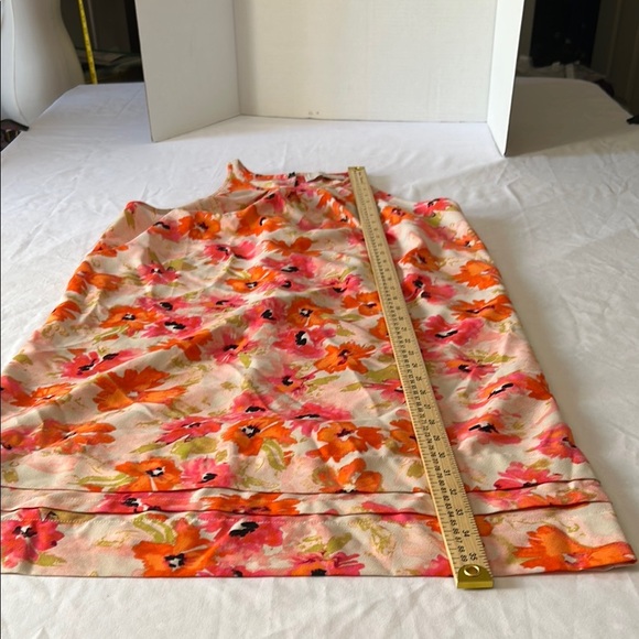 LOFT Orange Pink A-Line Knee-Length Skirt - Picture 2 of 9